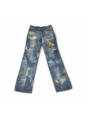 Y2K style Grand Denim Jeans Painted & Printed Font Design